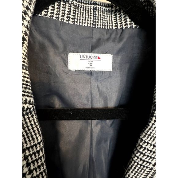 Untuckit Camilla Wool blend Houndstooth Blazer Sz 10 - Picture 5 of 6